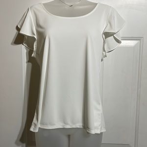 Like New Express Flutter Sleeve Top Off White
